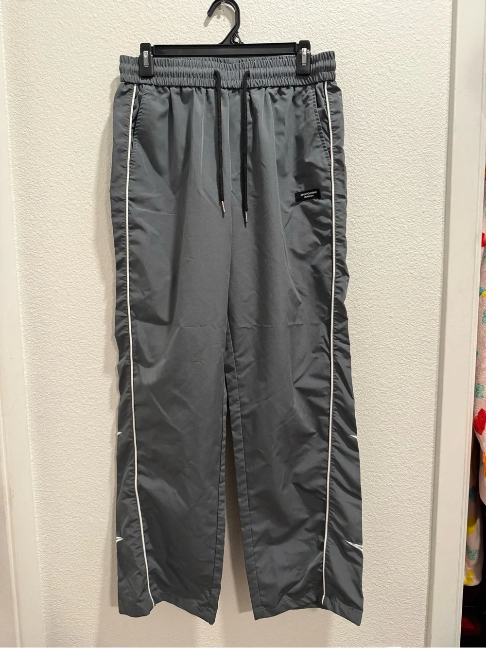 Y2K Style Men's Gray Star-Accent Casual Baggy Track Pants